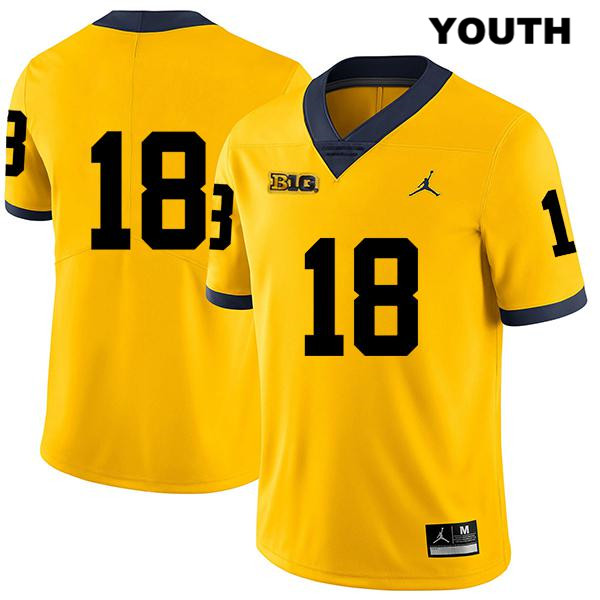 Youth NCAA Michigan Wolverines George Caratan #18 No Name Yellow Jordan Brand Authentic Stitched Legend Football College Jersey WT25H63SI